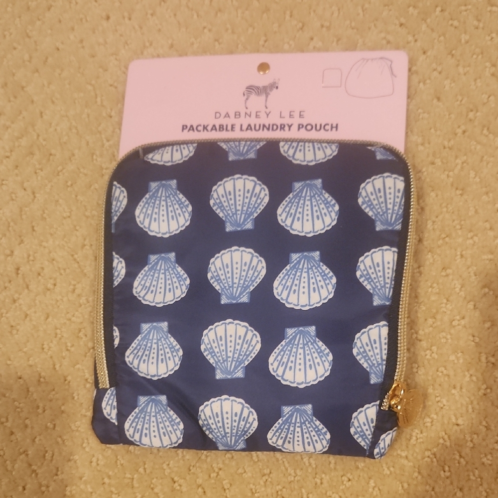 Dabney Lee Navy and White Shell Pattern Pouch